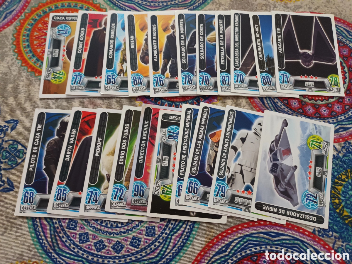 Trading Cards: 21 trading cards de Star Wars the Force Attax (Topps). Todos distintos.