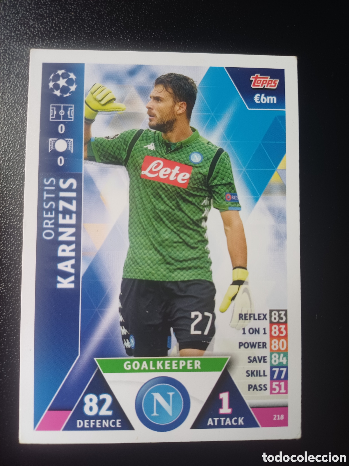 Cartas Colecion&aacute;veis: #218 ORESTIS KARNEZIS SSC NAPOLI TOPPS MATCH ATTAX 2018/19