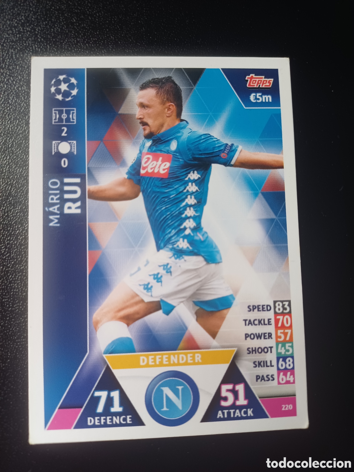 Cartas Colecion&aacute;veis: #220 MARIO RUI SSC NAPOLI TOPPS MATCH ATTAX 2018/19