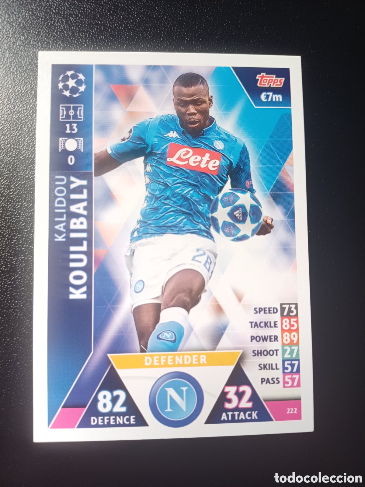 Cartas Colecion&aacute;veis: #222 KALIDOU KOULIBALY SSC NAPOLI TOPPS MATCH ATTAX 2018/19