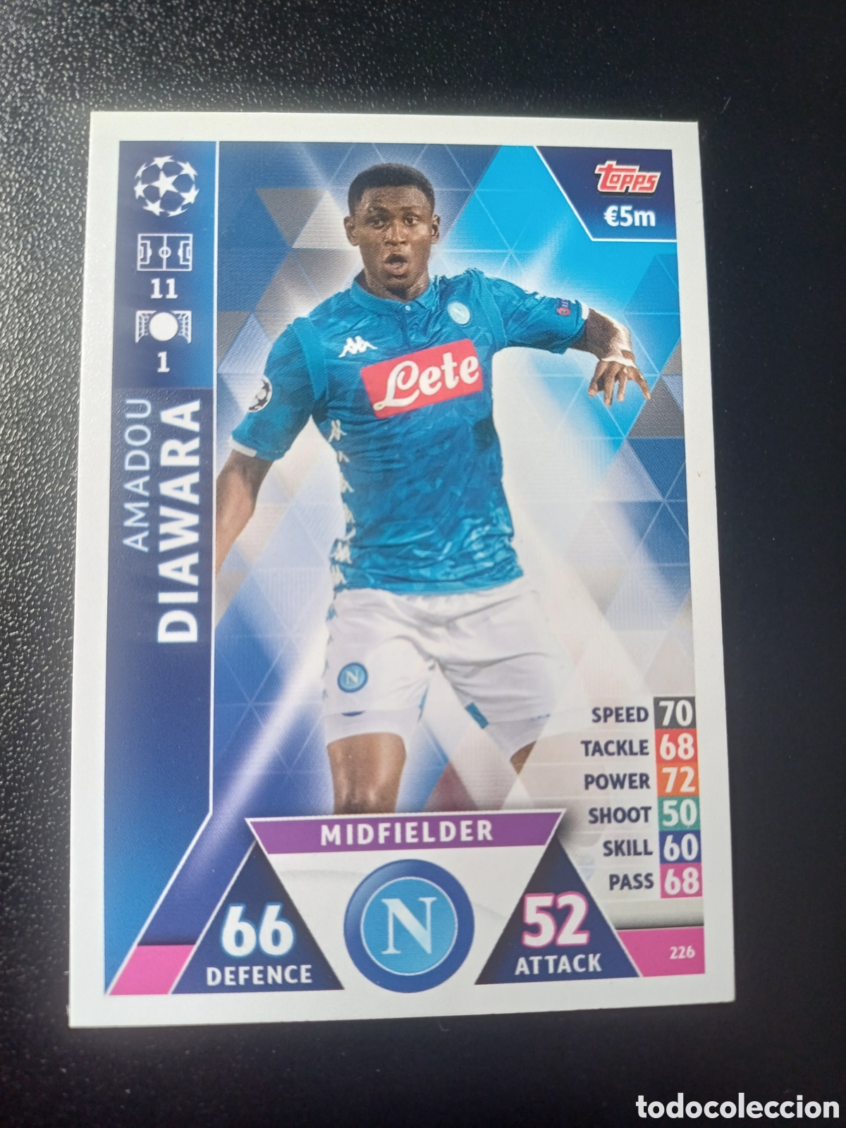 Cartas Colecion&aacute;veis: #226 AMADOU DIAWARA SSC NAPOLI TOPPS MATCH ATTAX 2018/19