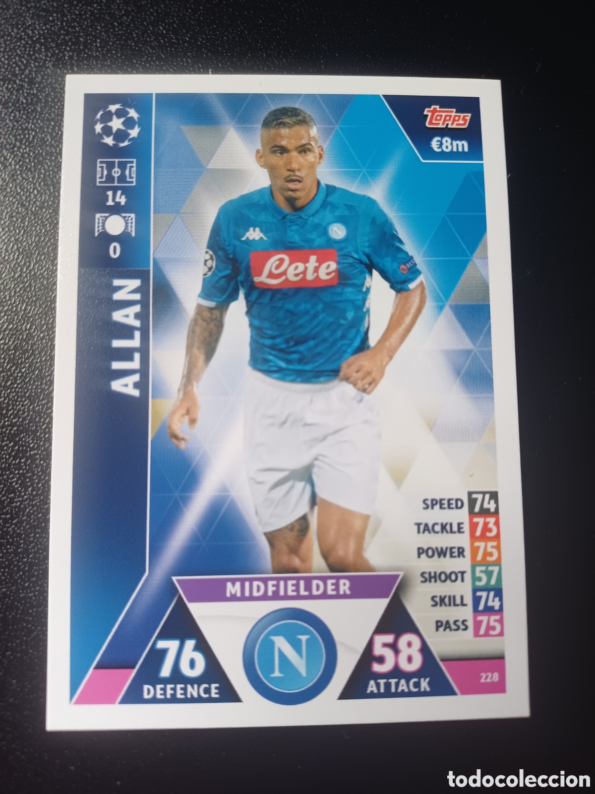 Cartas Colecion&aacute;veis: #228 ALLAN SSC NAPOLI TOPPS MATCH ATTAX 2018/19