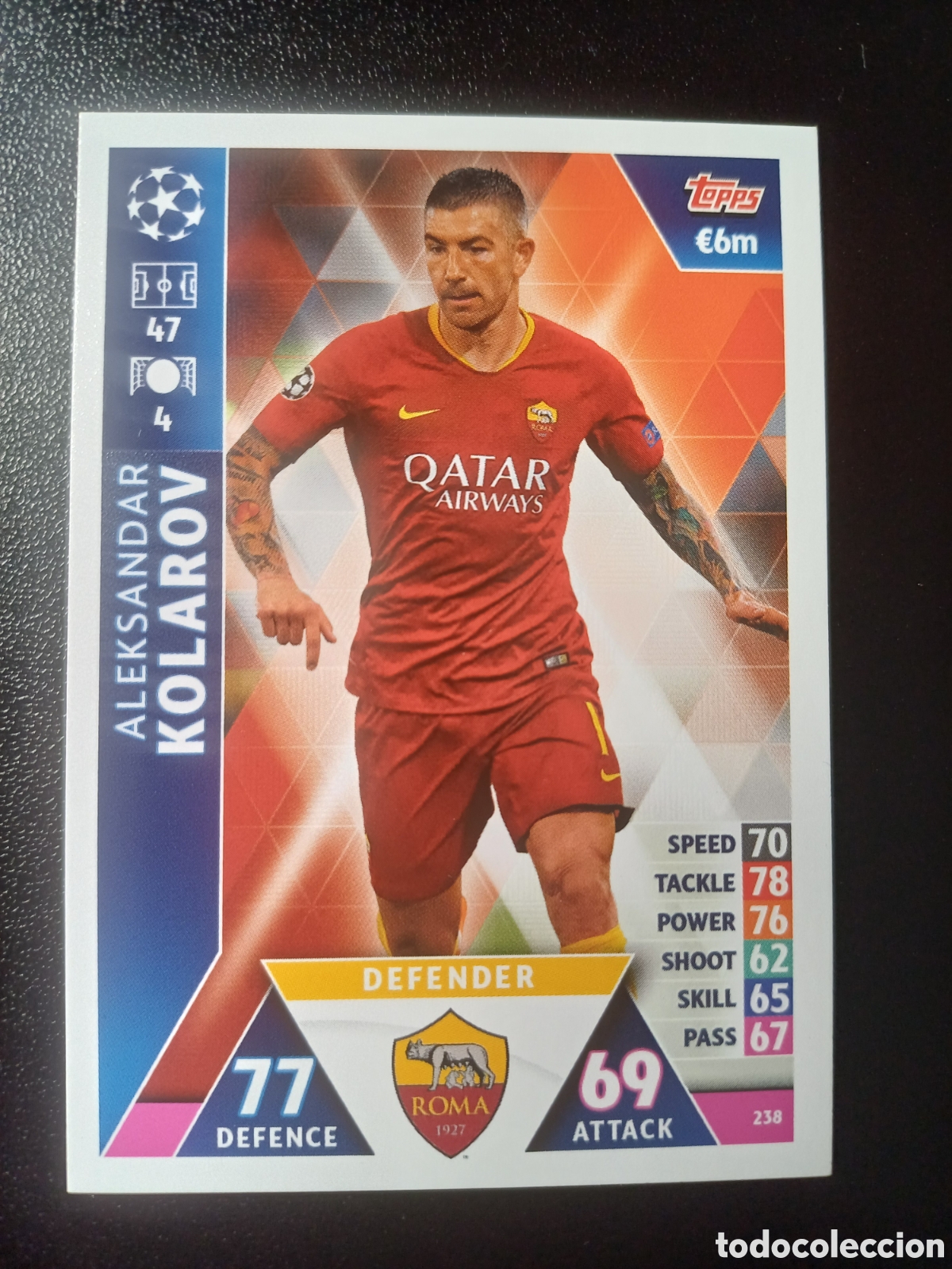 Cartas Colecion&aacute;veis: #238 ALEKSANDAR KOLAROV AS ROMA TOPPS MATCH ATTAX 2018/19