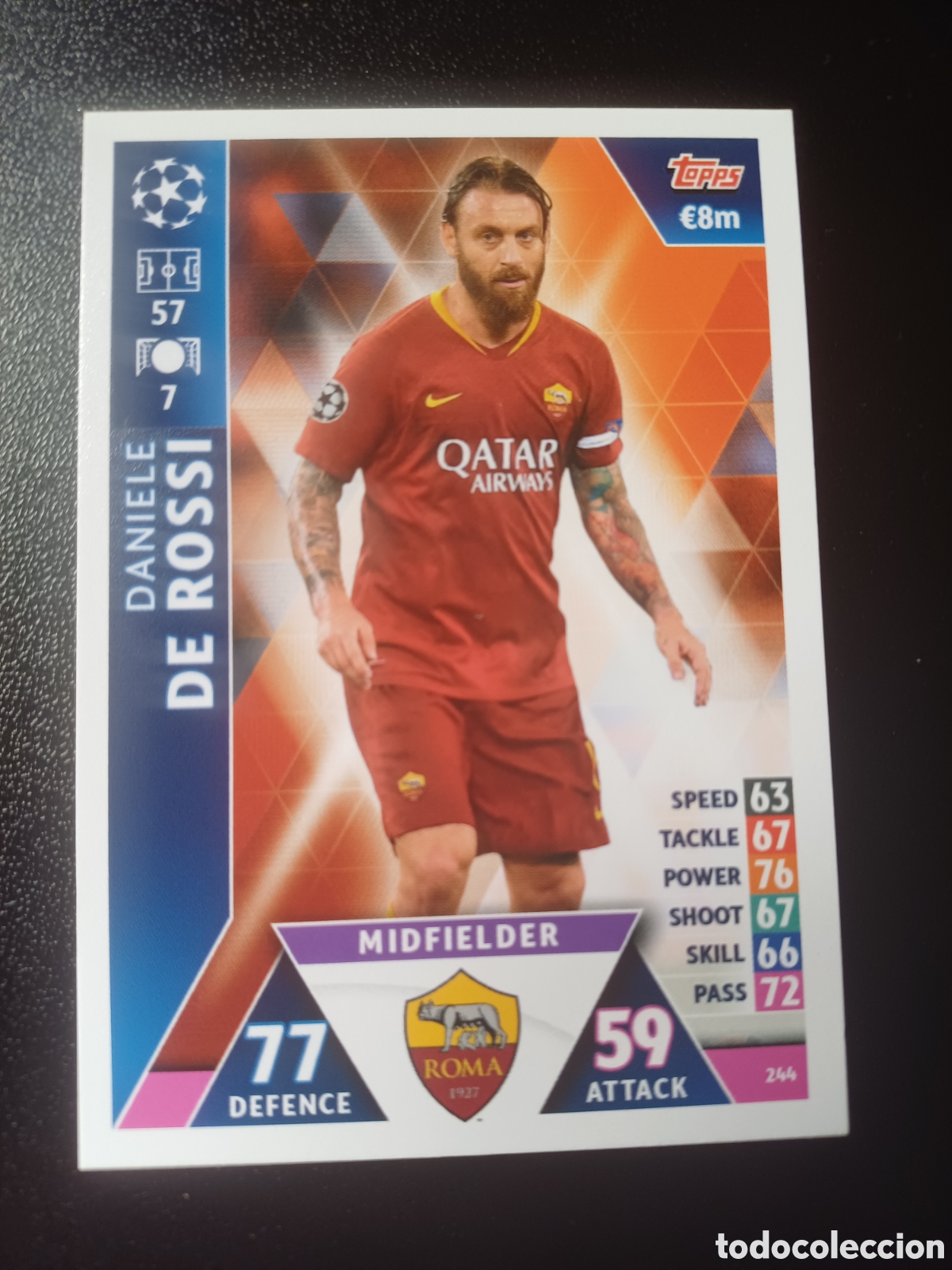 Cartas Colecion&aacute;veis: #244 DANIELE DE ROSSI AS ROMA TOPPS MATCH ATTAX 2018/19