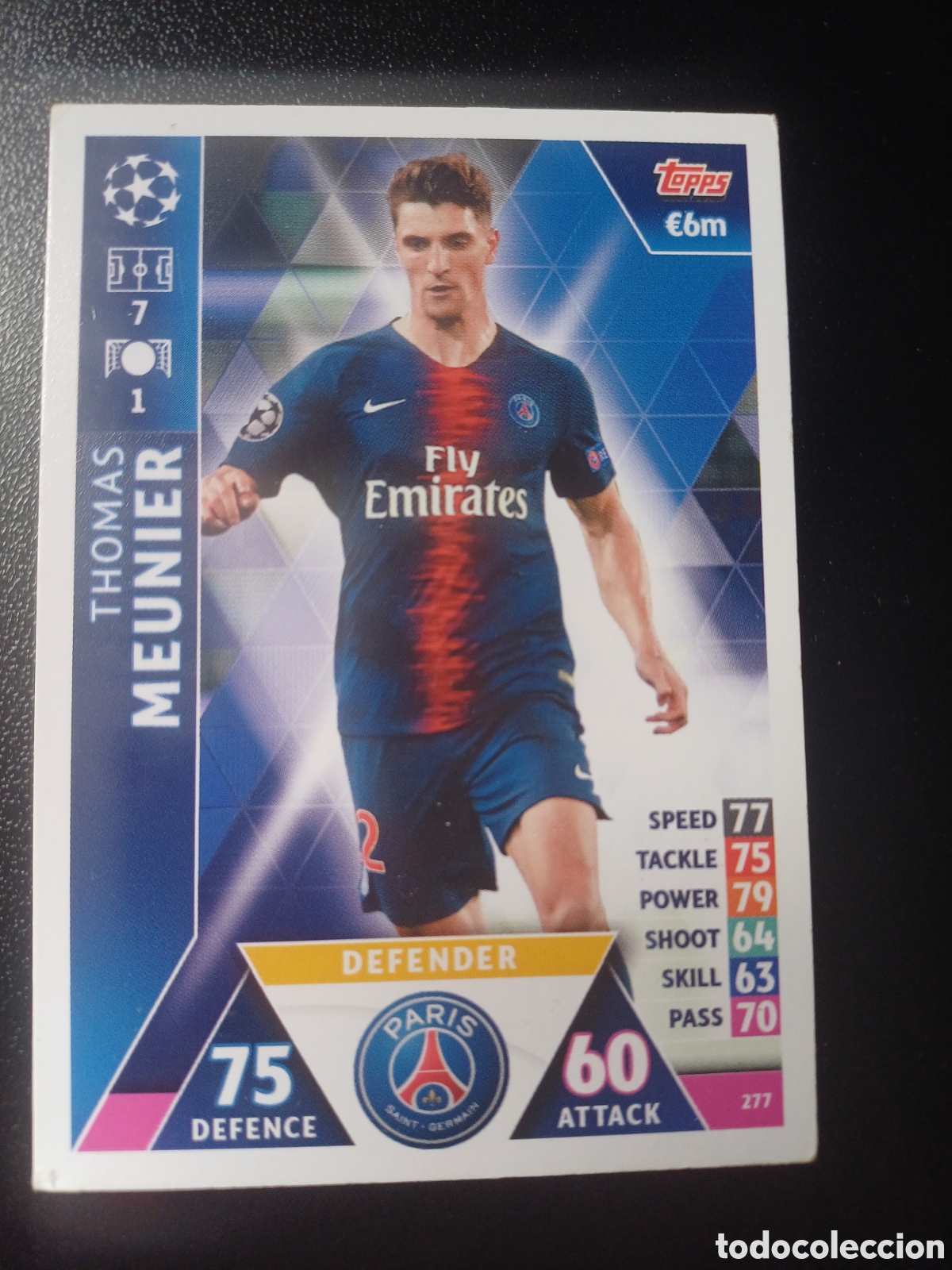 Figurine Collezionabili: #277 THOMAS MEUNIER PARIS SAINT-GERMAIN TOPPS MATCH ATTAX 2018/19