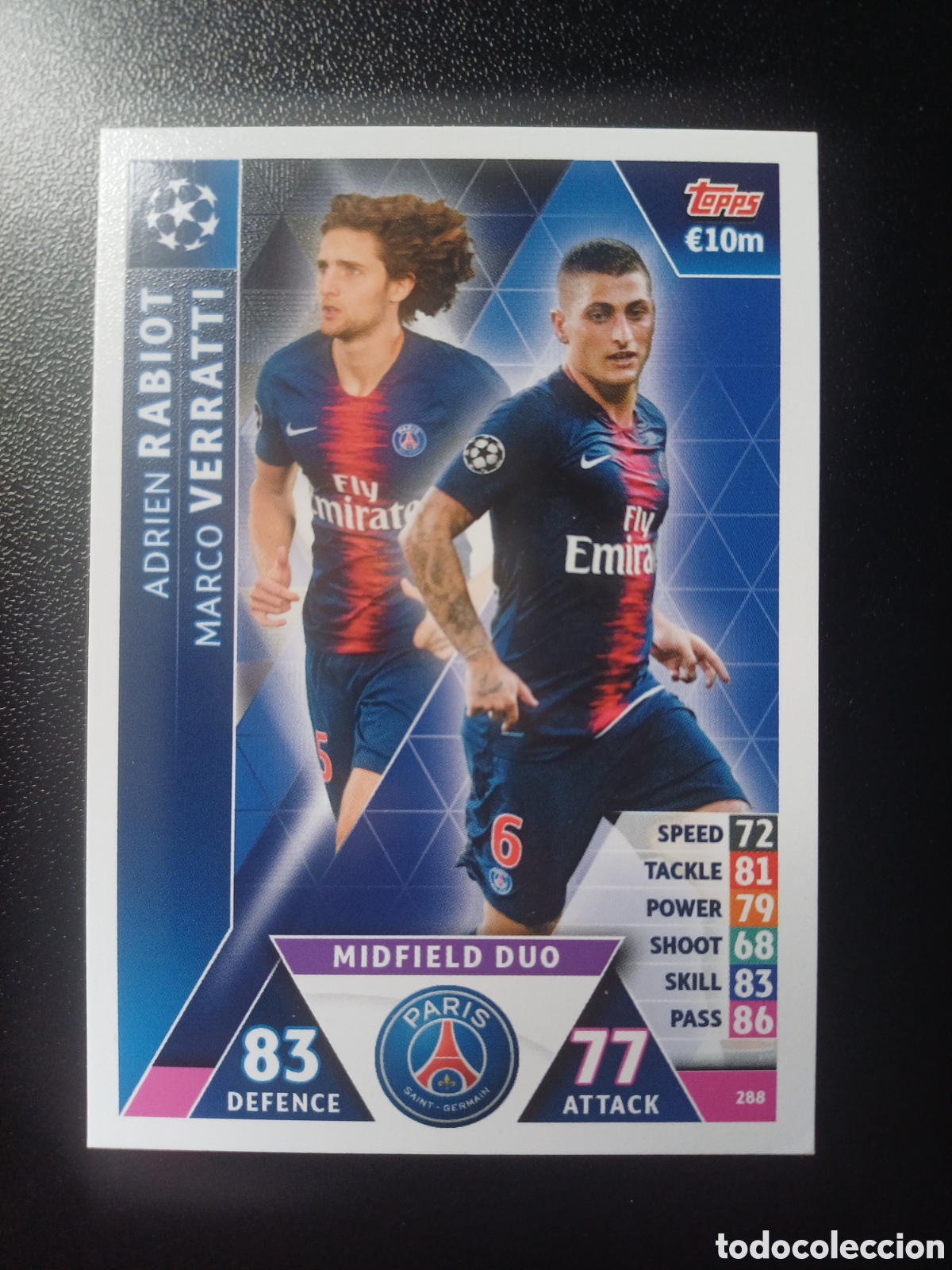 Figurine Collezionabili: #288 RABIOT VERRATTI PARIS SAINT-GERMAIN TOPPS MATCH ATTAX 2018/19