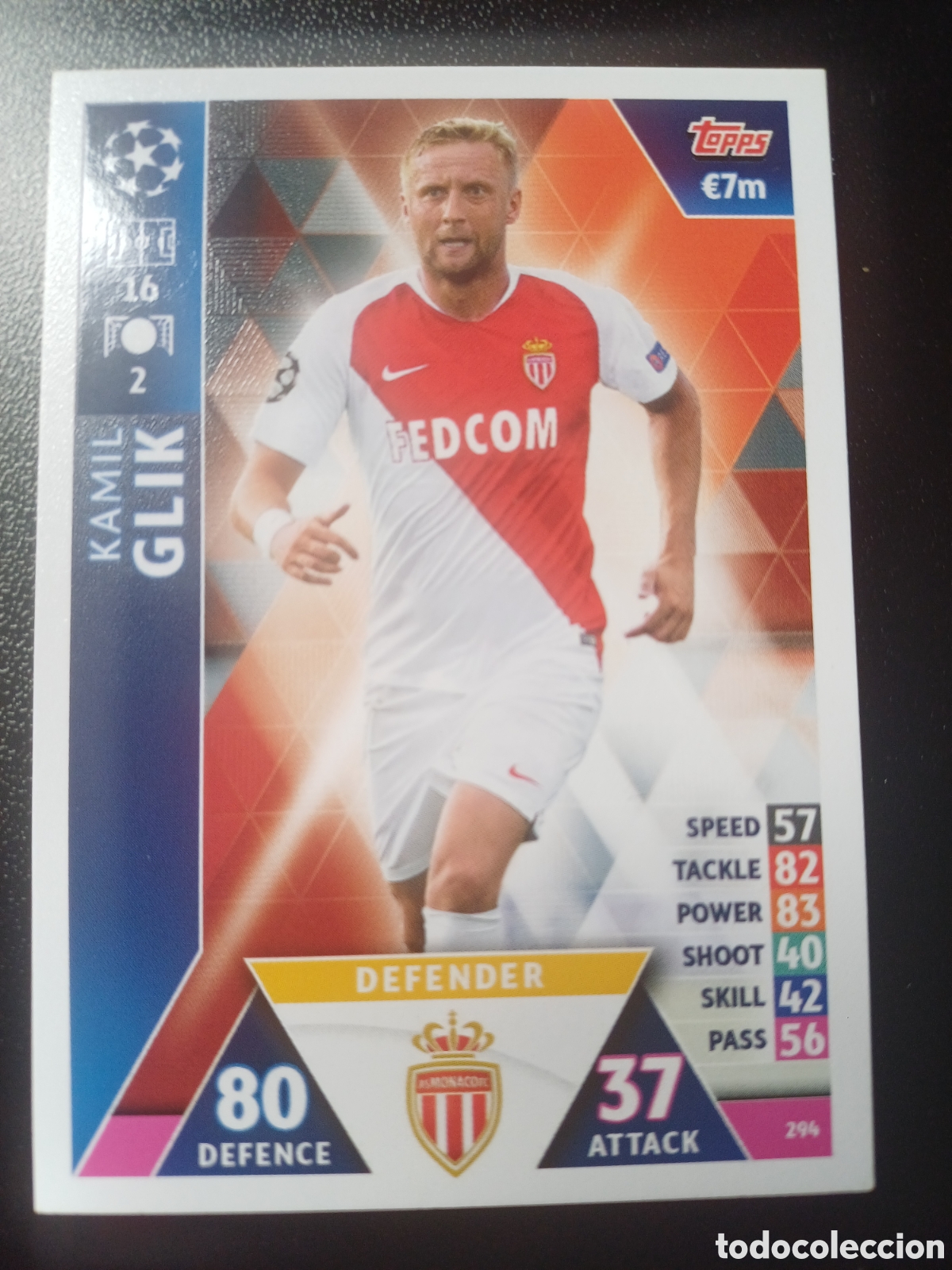 Figurine Collezionabili: #294 KAMIL GLIK AS MONACO FC TOPPS MATCH ATTAX 2018/19