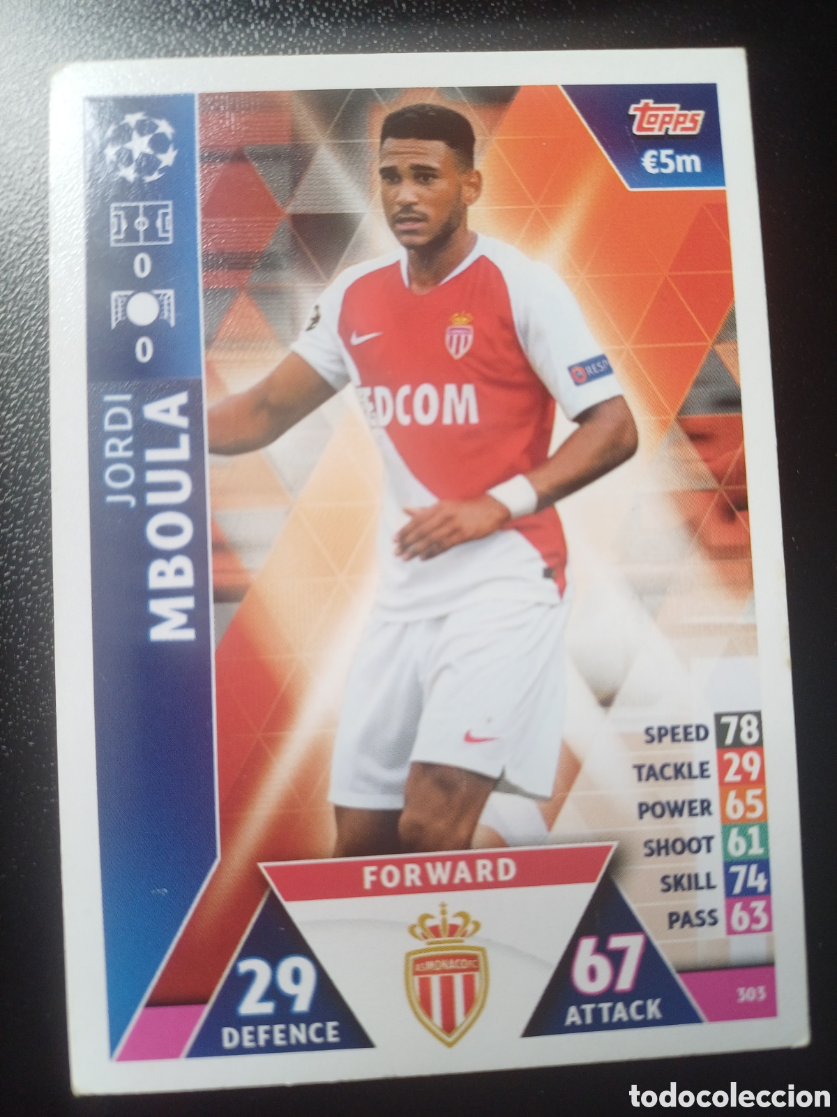 Figurine Collezionabili: #303 JORDI MBOULA AS MONACO FC TOPPS MATCH ATTAX 2018/19