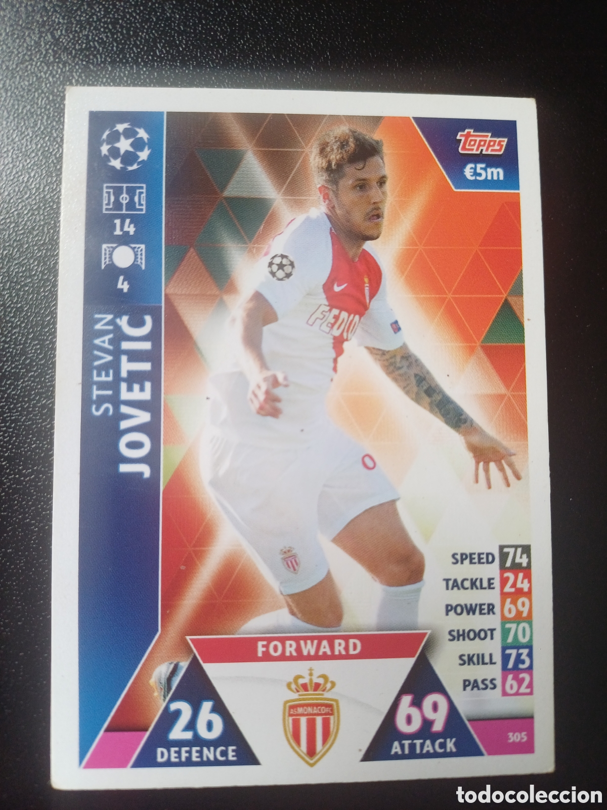 Figurine Collezionabili: #305 STEVAN JOVETIC AS MONACO FC TOPPS MATCH ATTAX 2018/19