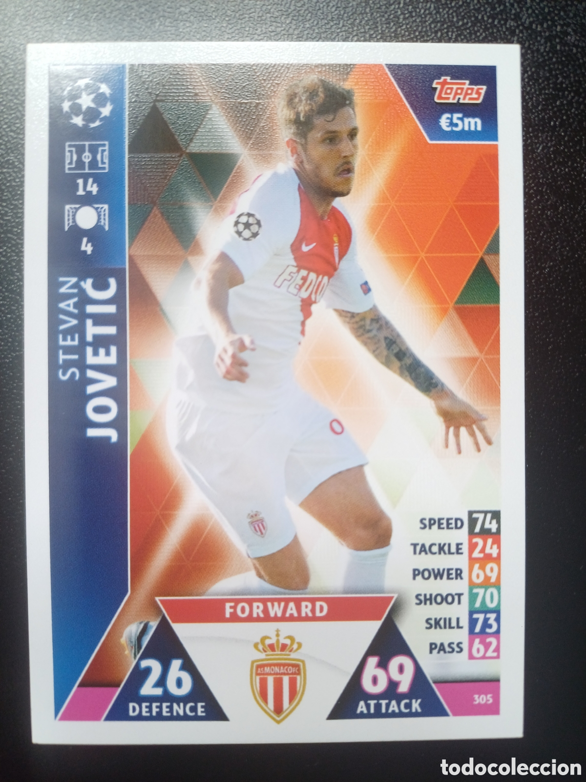 Figurine Collezionabili: #305 STEVAN JOVETIC AS MONACO FC TOPPS MATCH ATTAX 2018/19