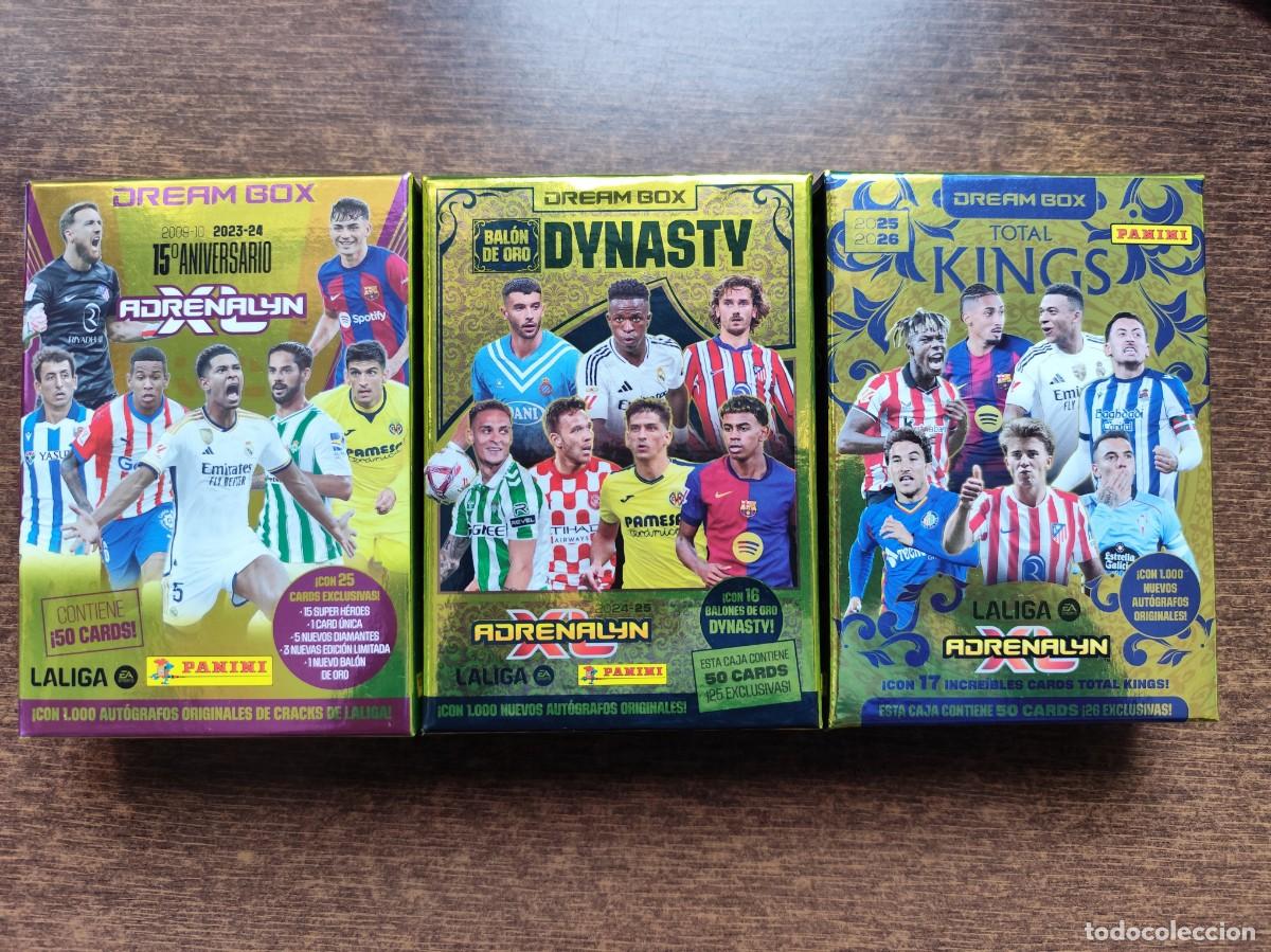Trading Cards: Dream box. 2023/24, 2024/25 y 2025/26. Lote 3 cajas vac&iacute;as. Adrenalyn Liga espa&ntilde;ola. Panini.