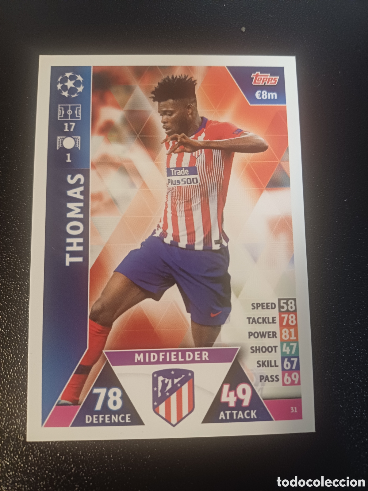 Cartes &agrave; &Eacute;changer: #031 THOMAS ATLETICO DE MADRID FC TOPPS MATCH ATTAX 2018/19