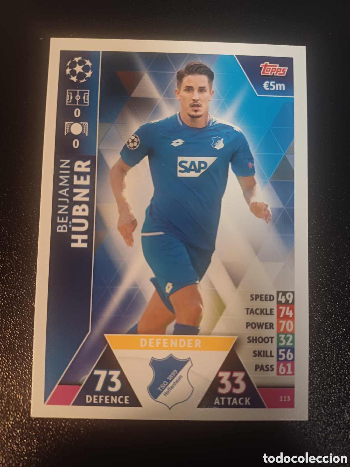 Sammelkarten: #113 BENJAMIN HUBNER TSG 1899 HOFFENHEIM TOPPS MATCH ATTAX 2018/19