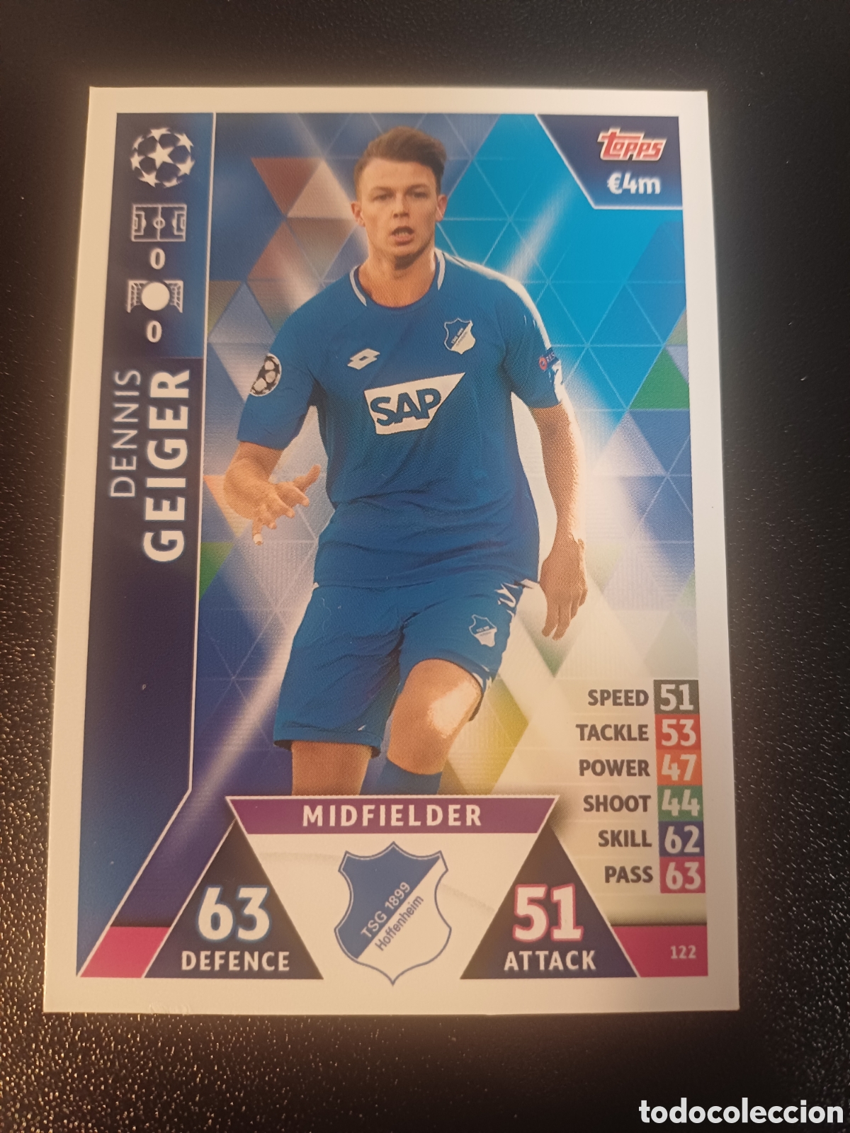 Cartas Colecion&aacute;veis: #122 DENNIS GEIGER TSG 1899 HOFFENHEIM TOPPS MATCH ATTAX 2018/19