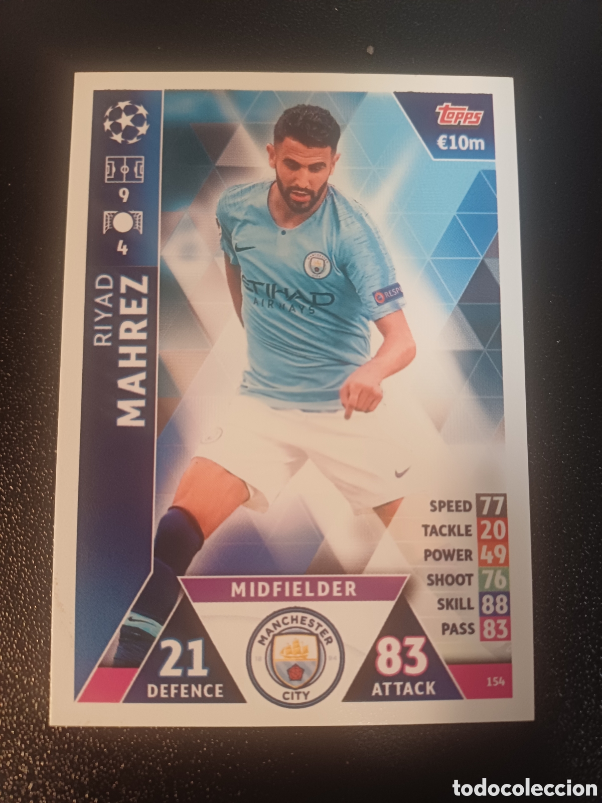 Trading Cards: #154 RIYAD MAHRED MANCHESTER CITY TOPPS MATCH ATTAX 2018/19