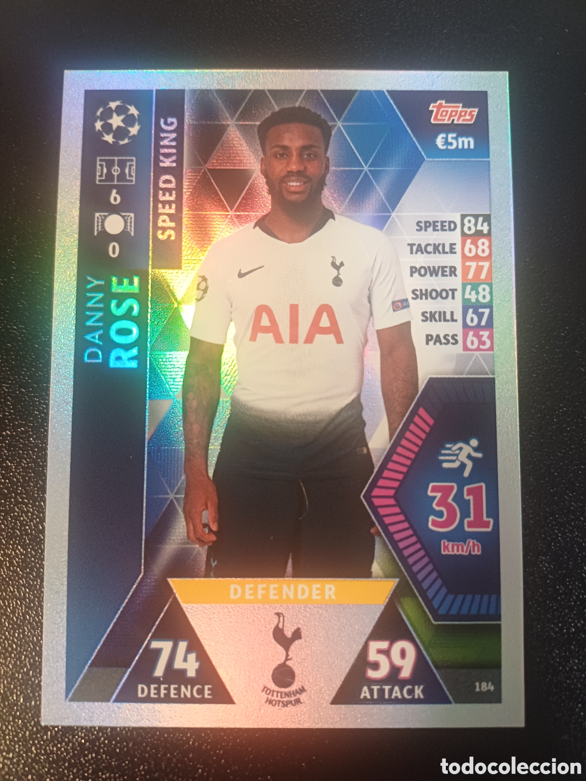 Trading Cards: #184 DANNY ROSE SPEED KING TOTTENHAM HOTSPUR TOPPS MATCH ATTAX 2018/19