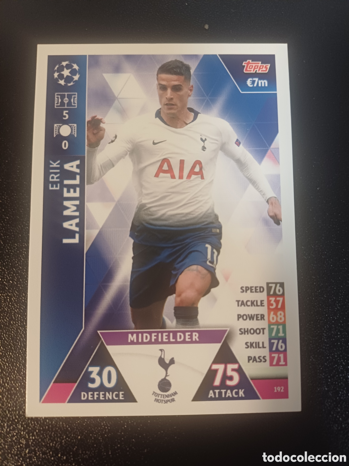 Trading Cards: #192 ERIK LAMELA TOTTENHAM HOTSPUR TOPPS MATCH ATTAX 2018/19