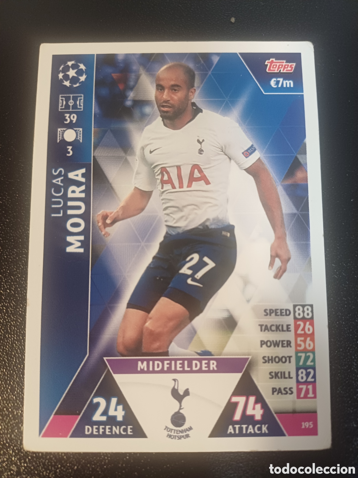 Trading Cards: #195 LUCAS MOURA TOTTENHAM HOTSPUR TOPPS MATCH ATTAX 2018/19