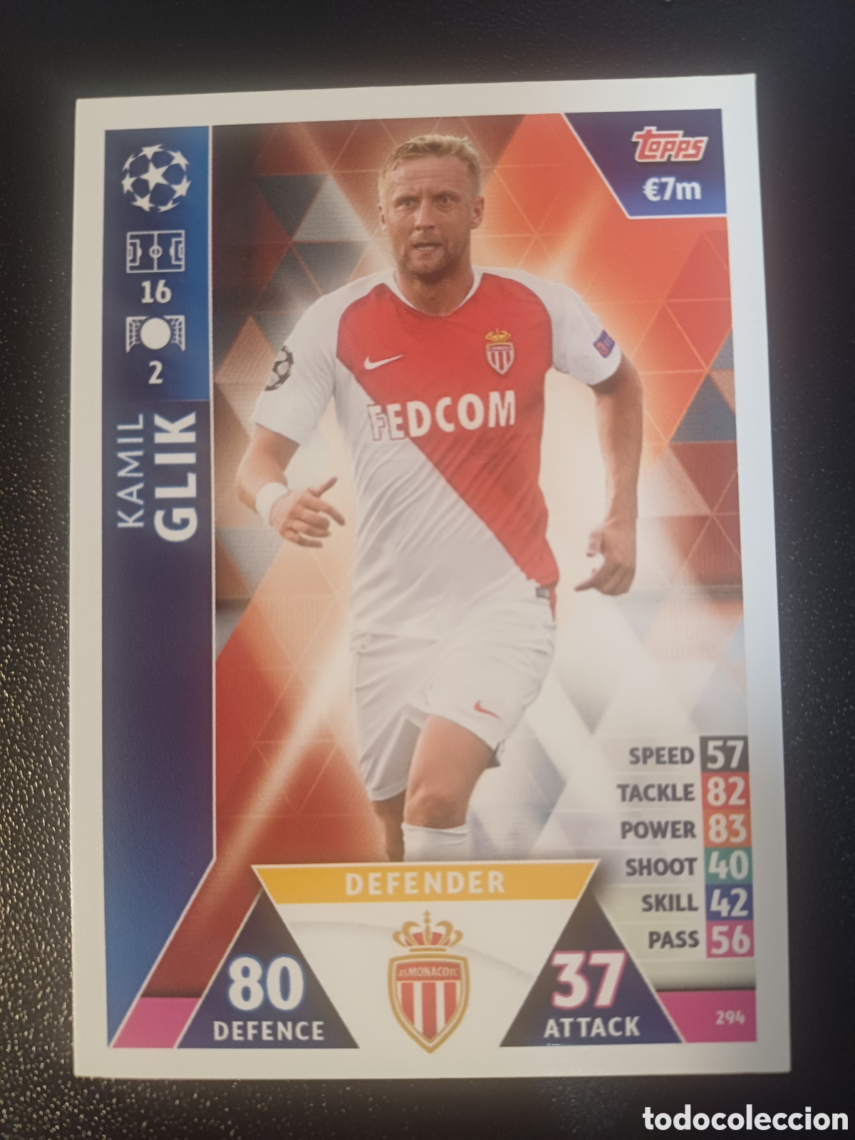 Trading Cards: #294 KAMIL GLIK AS MONACO FC TOPPS MATCH ATTAX 2018/19