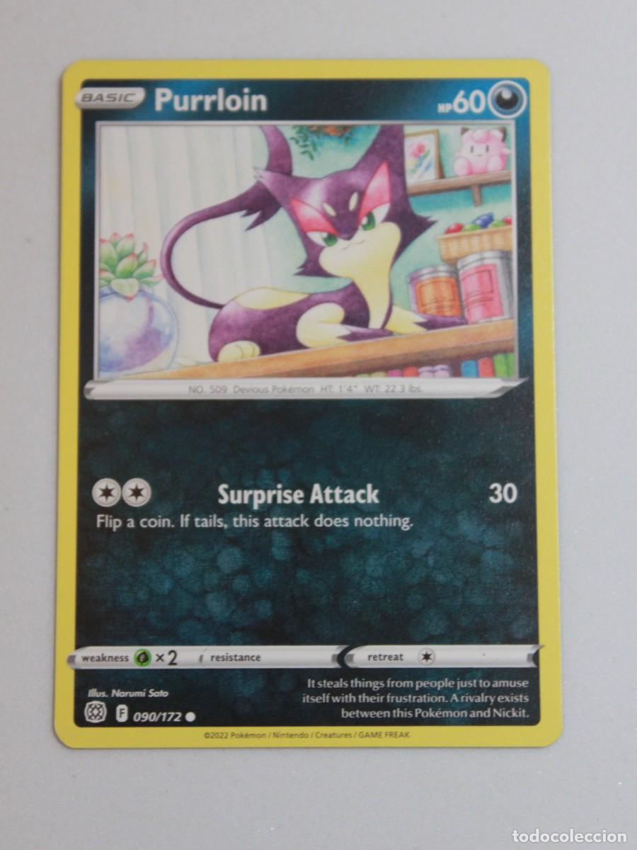 Trading Cards: Purrloin carta Pok&eacute;mon TCG Darkness tipo oscuro 090/172