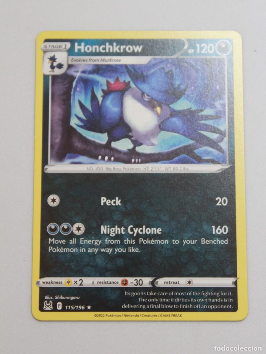 Trading Cards: Honchkrow carta Pok&eacute;mon TCG tipo oscuro 115/196