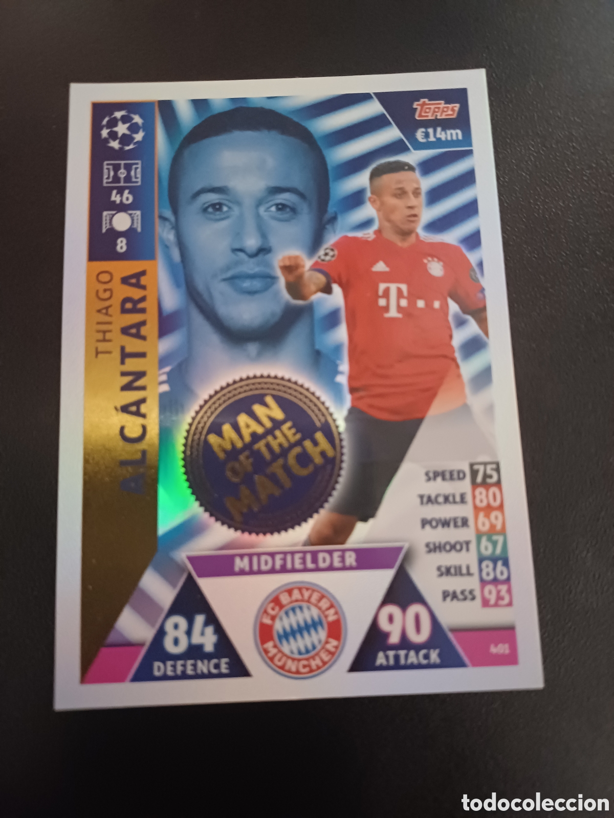 Sammelkarten: #401 THIAGO ALCANTARA FC BAYERN MUNCHEN MAN OF THE MATCH TOPPS MATCH ATTAX 2018/19