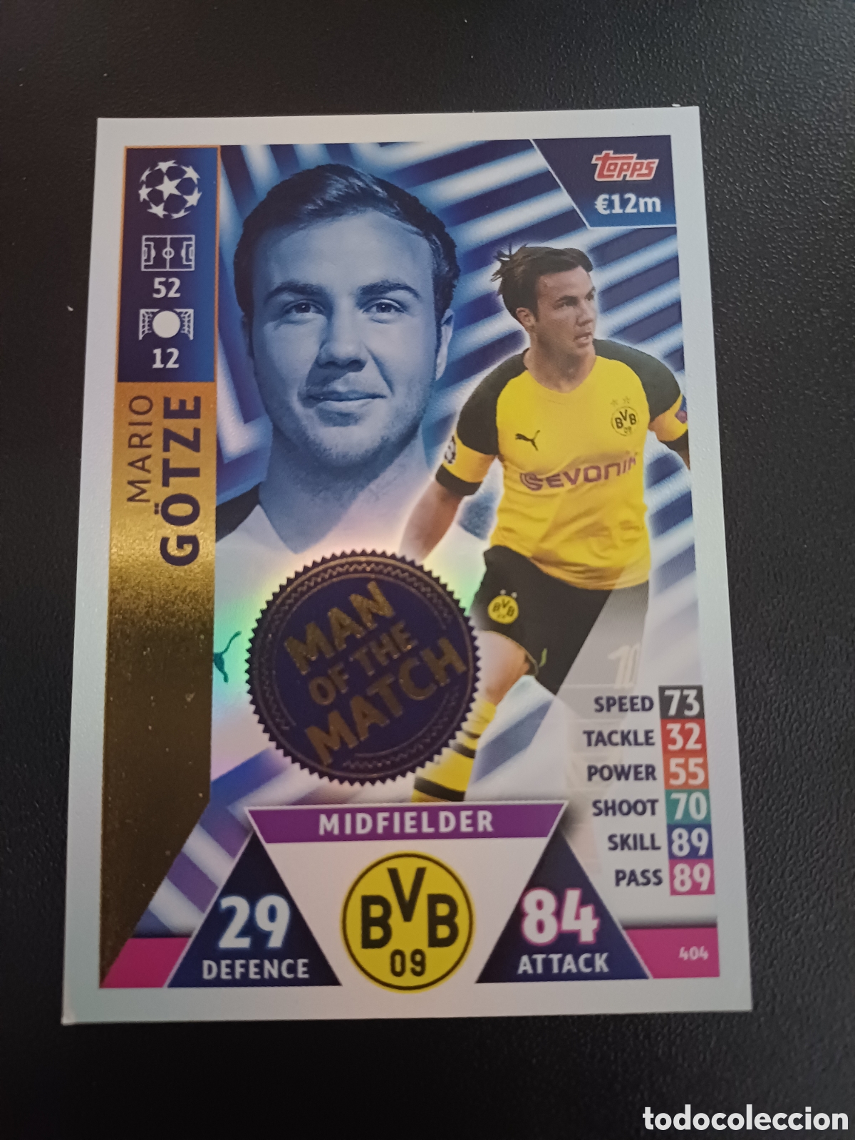Sammelkarten: #404 MARIO GOTZE BORUSSIA DORTMUND MAN OF THE MATCH TOPPS MATCH ATTAX 2018/19