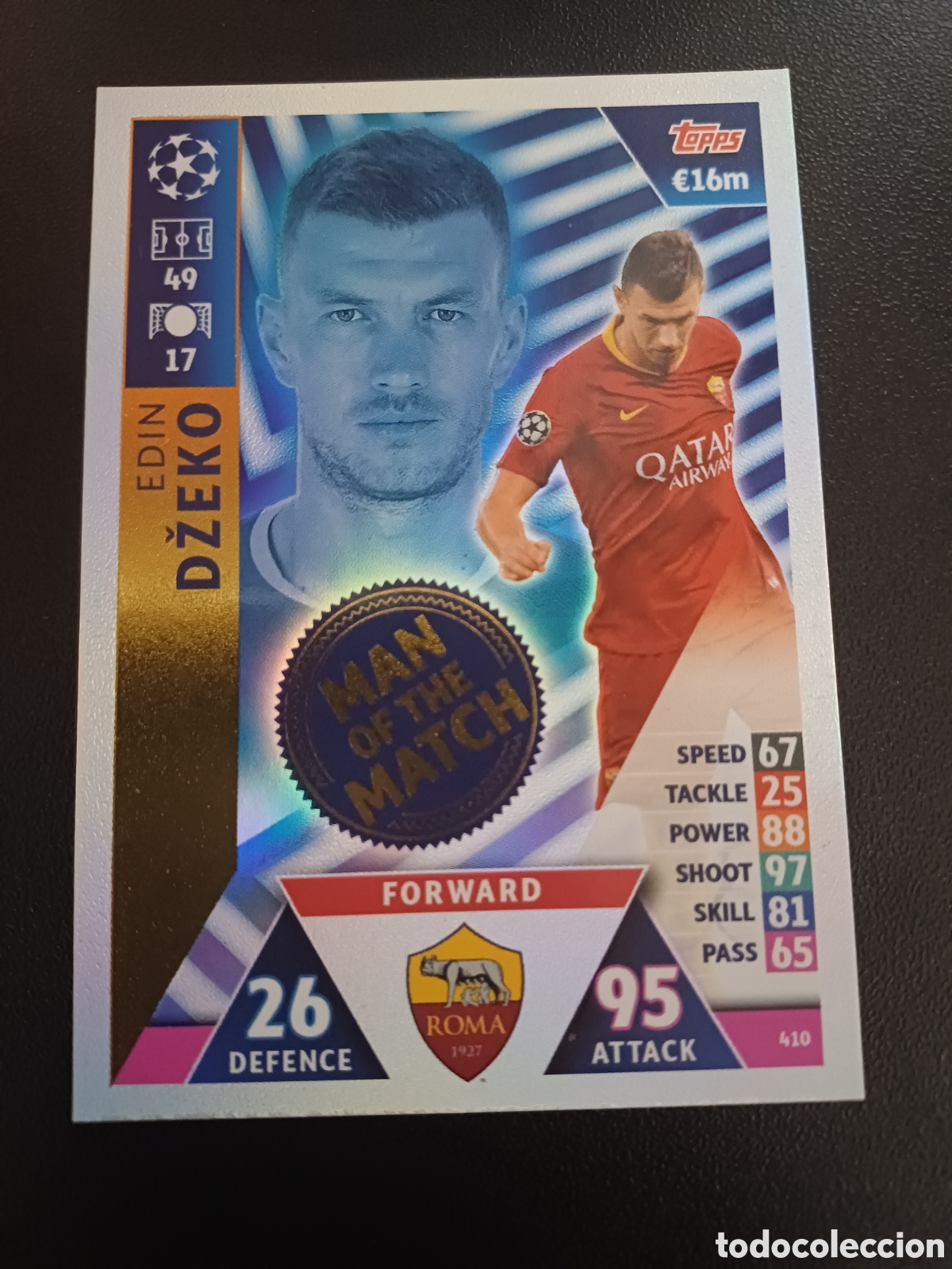 Trading Cards: #410 EDIN DZEKO AS ROMA MAN OF THE MATCH TOPPS MATCH ATTAX 2018/19