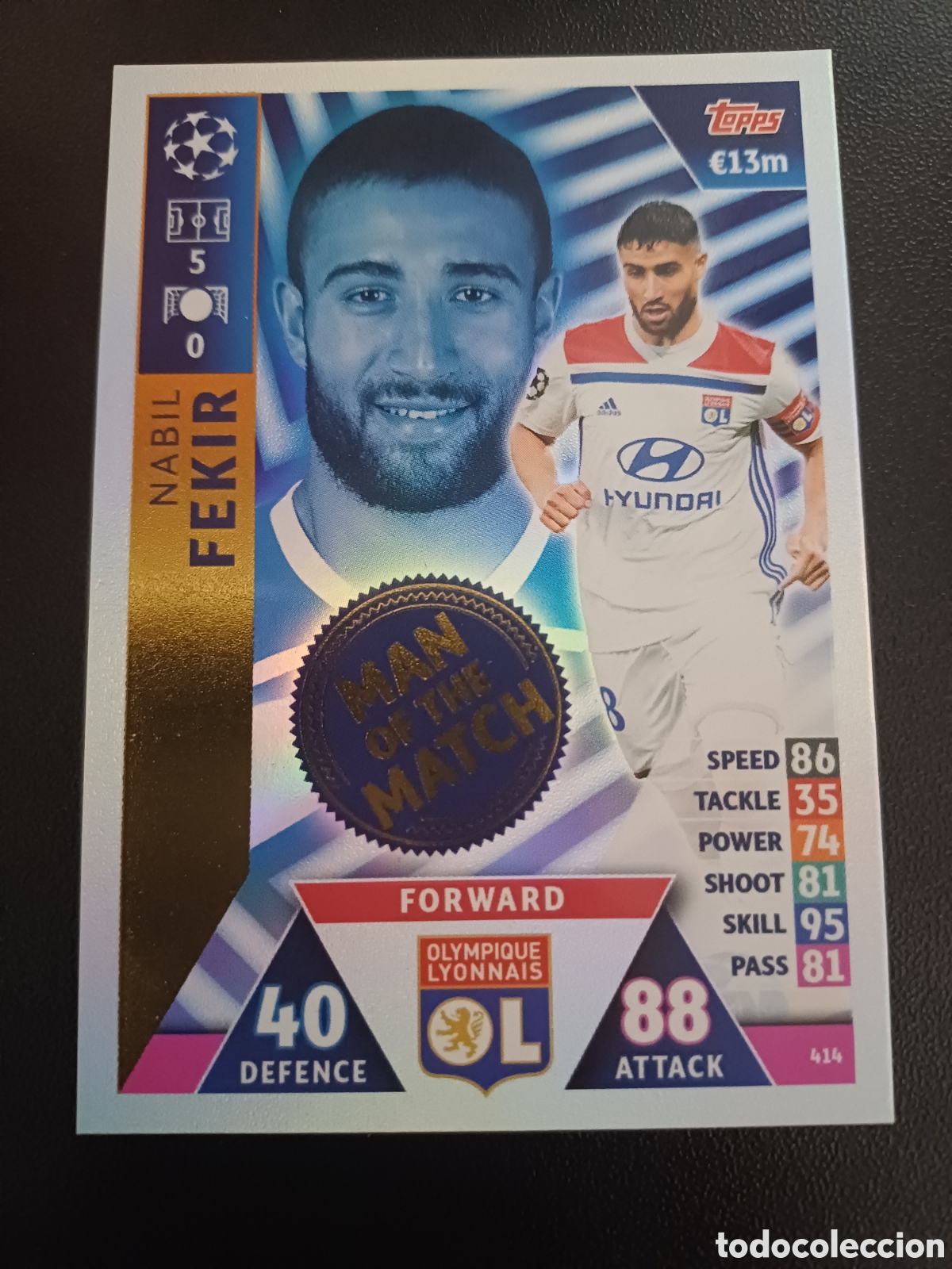 Trading Cards: #414 NABIL FEKIR OLUMPIQUE LYONNAIS MAN OF THE MATCH TOPPS MATCH ATTAX 2018/19