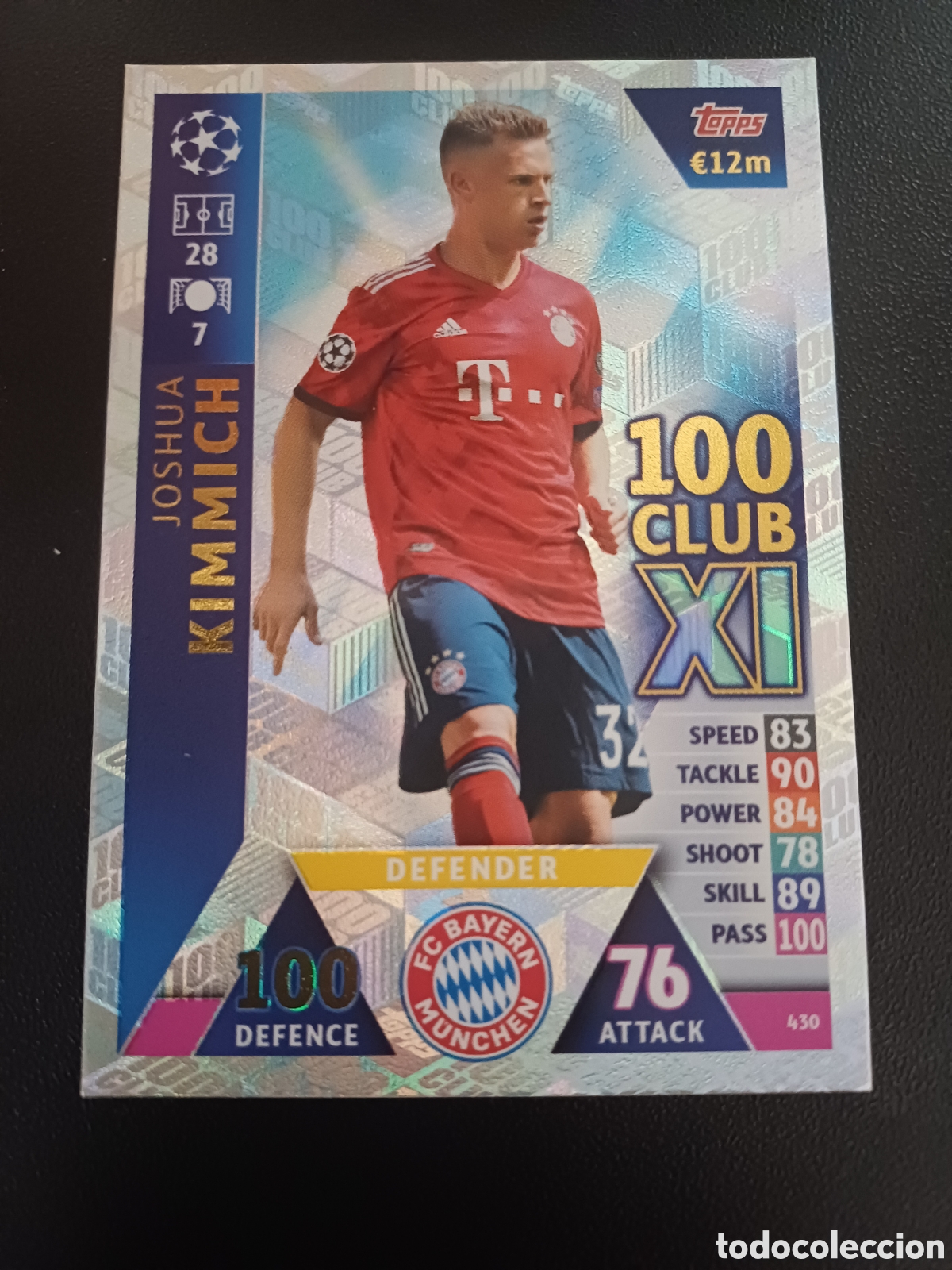 Cartas Colecion&aacute;veis: #430 JOSHUA KIMMICH FC BAYERN MUNCHEN 100 CLUB XL TOPPS MATCH ATTAX 2018/19