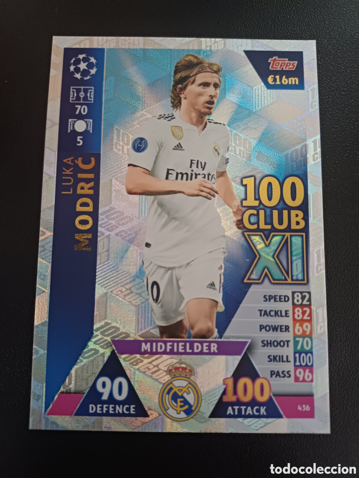 Cartas Colecion&aacute;veis: #436 LUKA MODRIC REAL MADRID CF 100 CLUB XL TOPPS MATCH ATTAX 2018/19