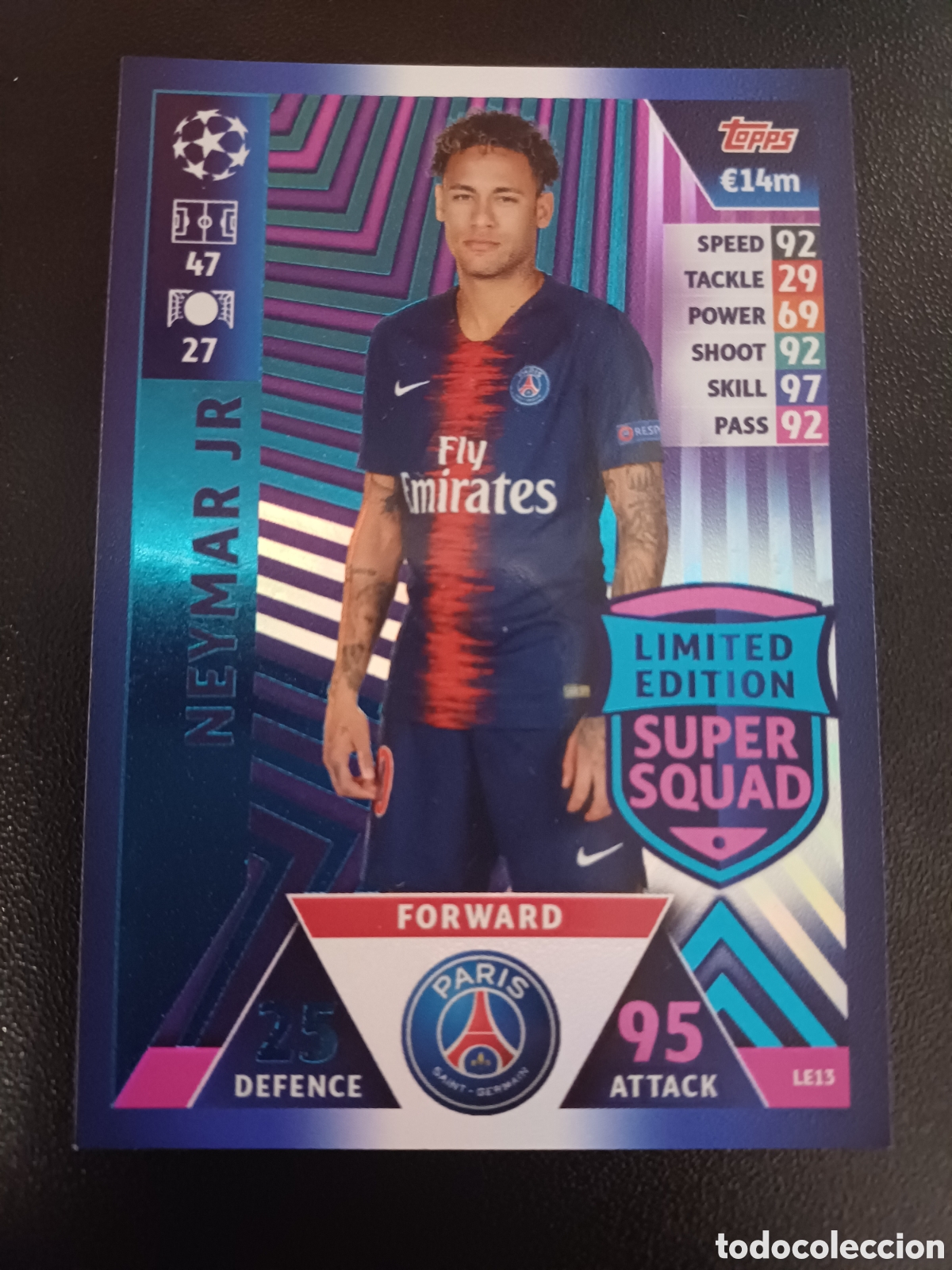 Sammelkarten: #LE13 NEYMAR JR PARIS SAINT GERMAIN LIMITED EDITION SUPER SQUAD TOPPS MATCH ATTAX 2018/19