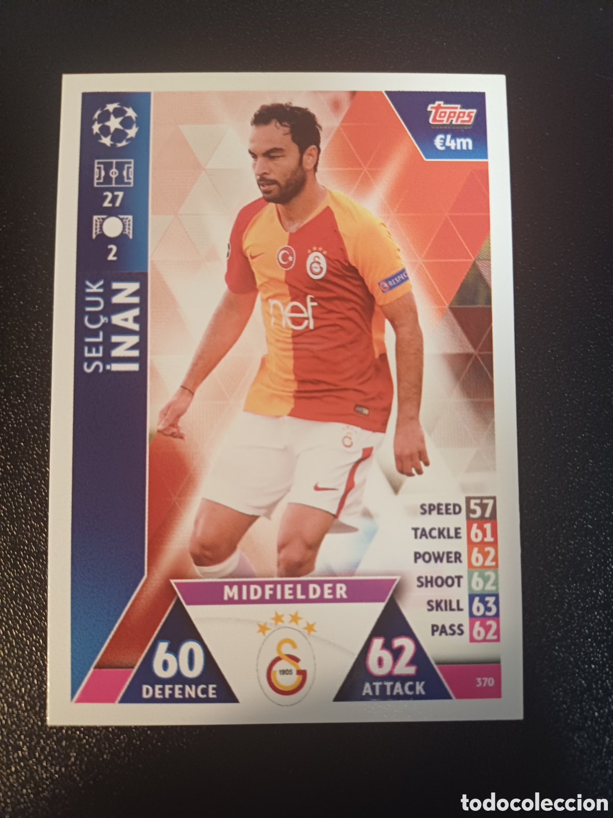 Cartes &agrave; &Eacute;changer: #370 SEL&Ccedil;UK INAN GALATASARAY AS TOPPS MATCH ATTAX 2018/19