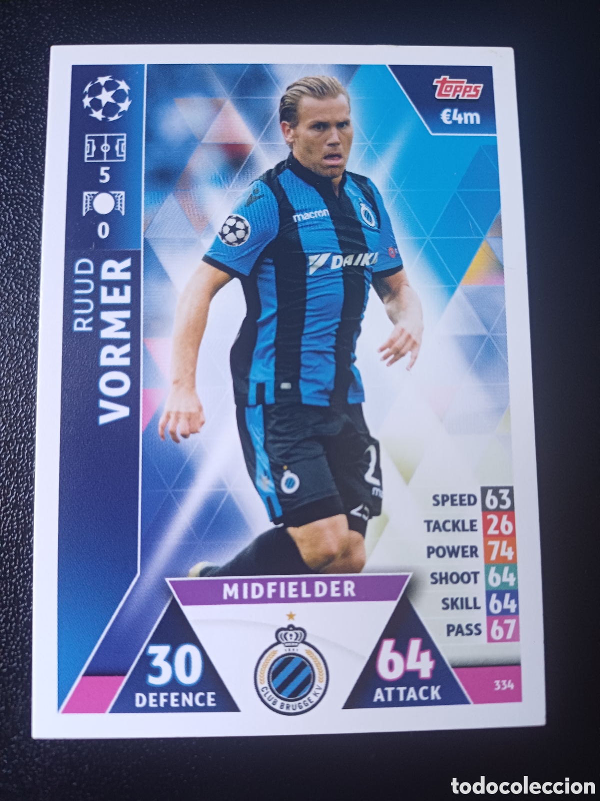 Sammelkarten: #334 (ERROR) RUUD VORMER CLUB BRUGGE TOPPS MATCH ATTAX 2018/19
