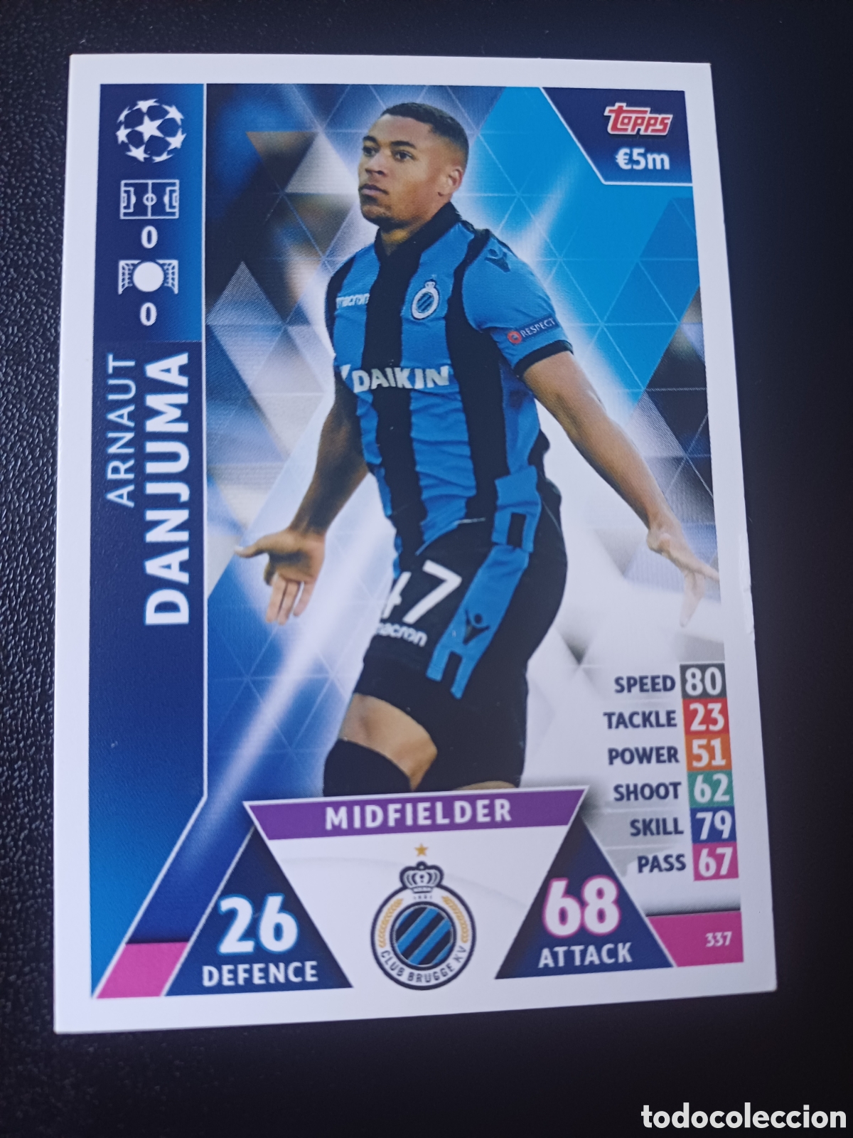 Cartas Colecion&aacute;veis: #337 ARNAUT DANJUMA CLUB BRUGGE TOPPS MATCH ATTAX 2018/19
