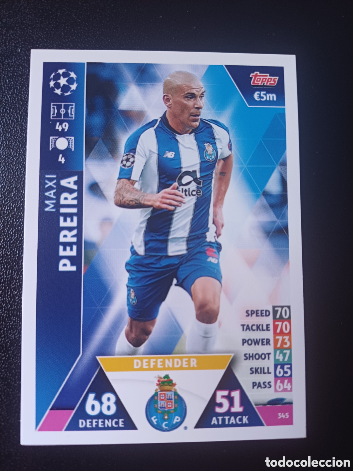 Cartas Colecion&aacute;veis: #345 MAXI PEREIRA FC PORTO TOPPS MATCH ATTAX 2018/19