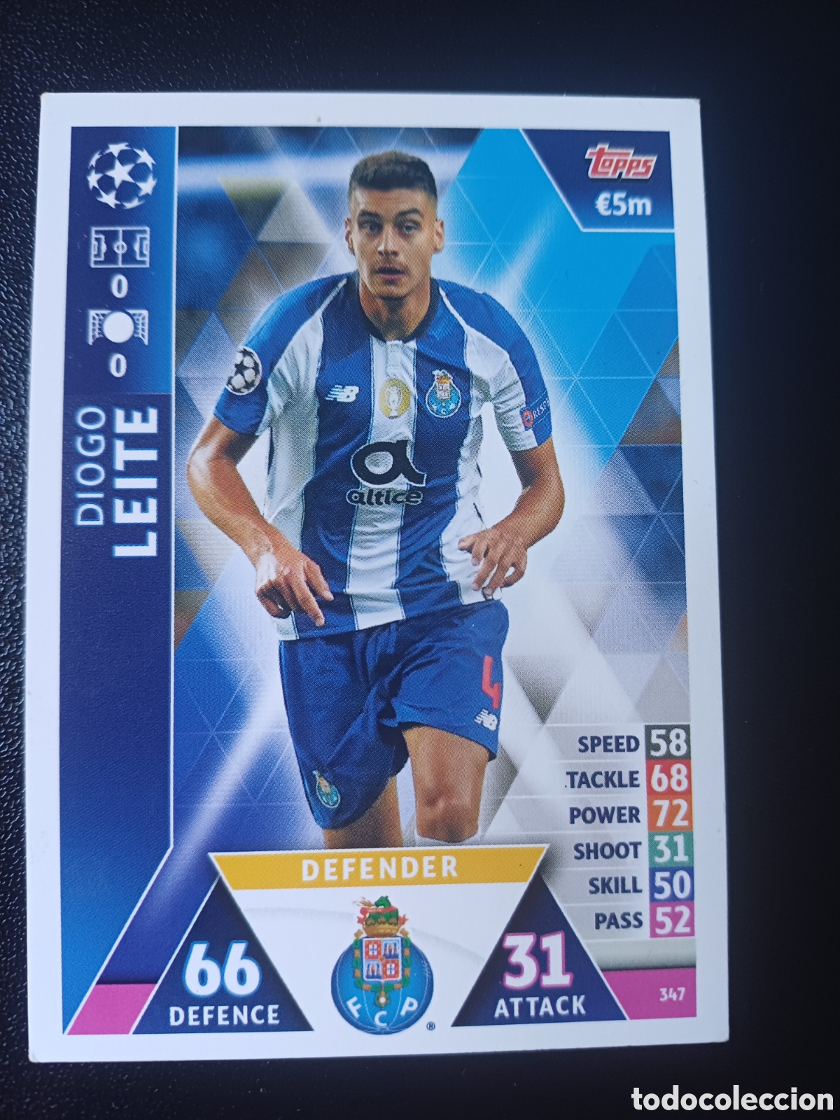 Cartas Colecion&aacute;veis: #347 DIOGO LEITE FC PORTO TOPPS MATCH ATTAX 2018/19