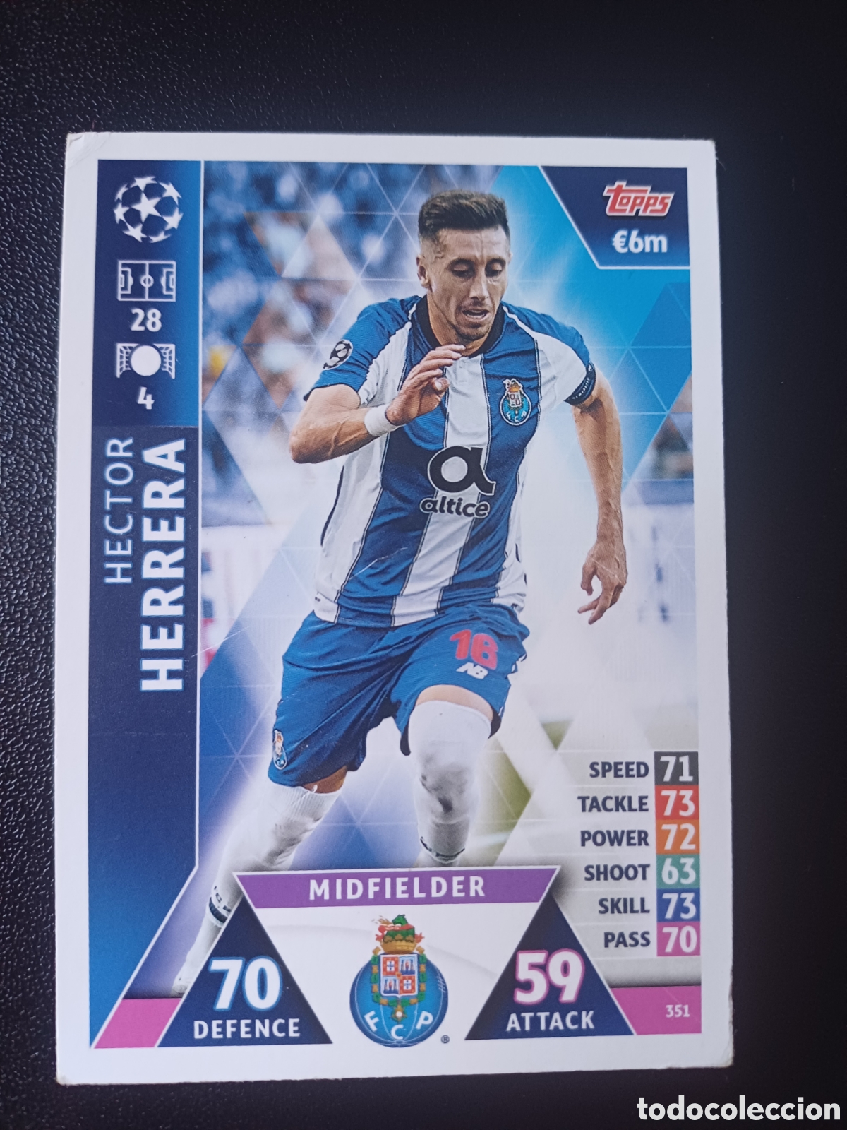 Cartas Colecion&aacute;veis: #351 HECTOR HERRERA FC PORTO TOPPS MATCH ATTAX 2018/19