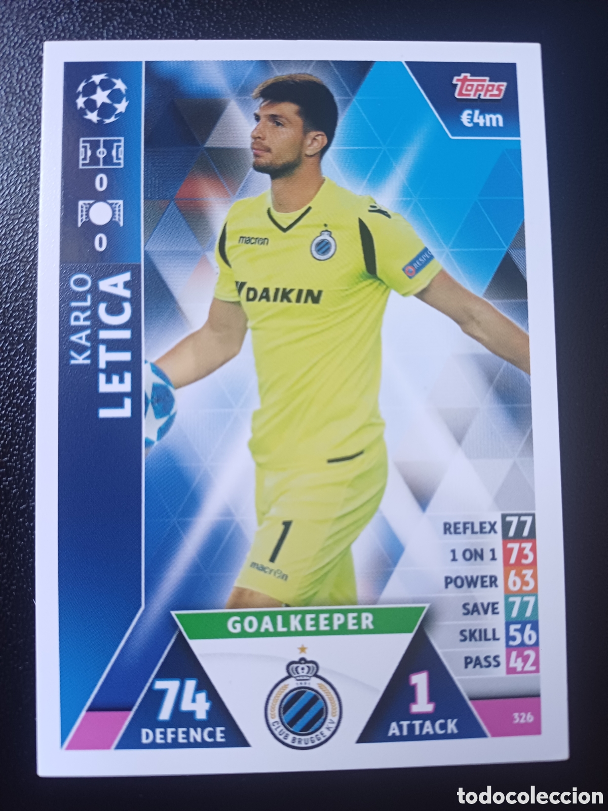 Sammelkarten: #326 KARLO LETICA CLUB BRUGGE TOPPS MATCH ATTAX 2018/19