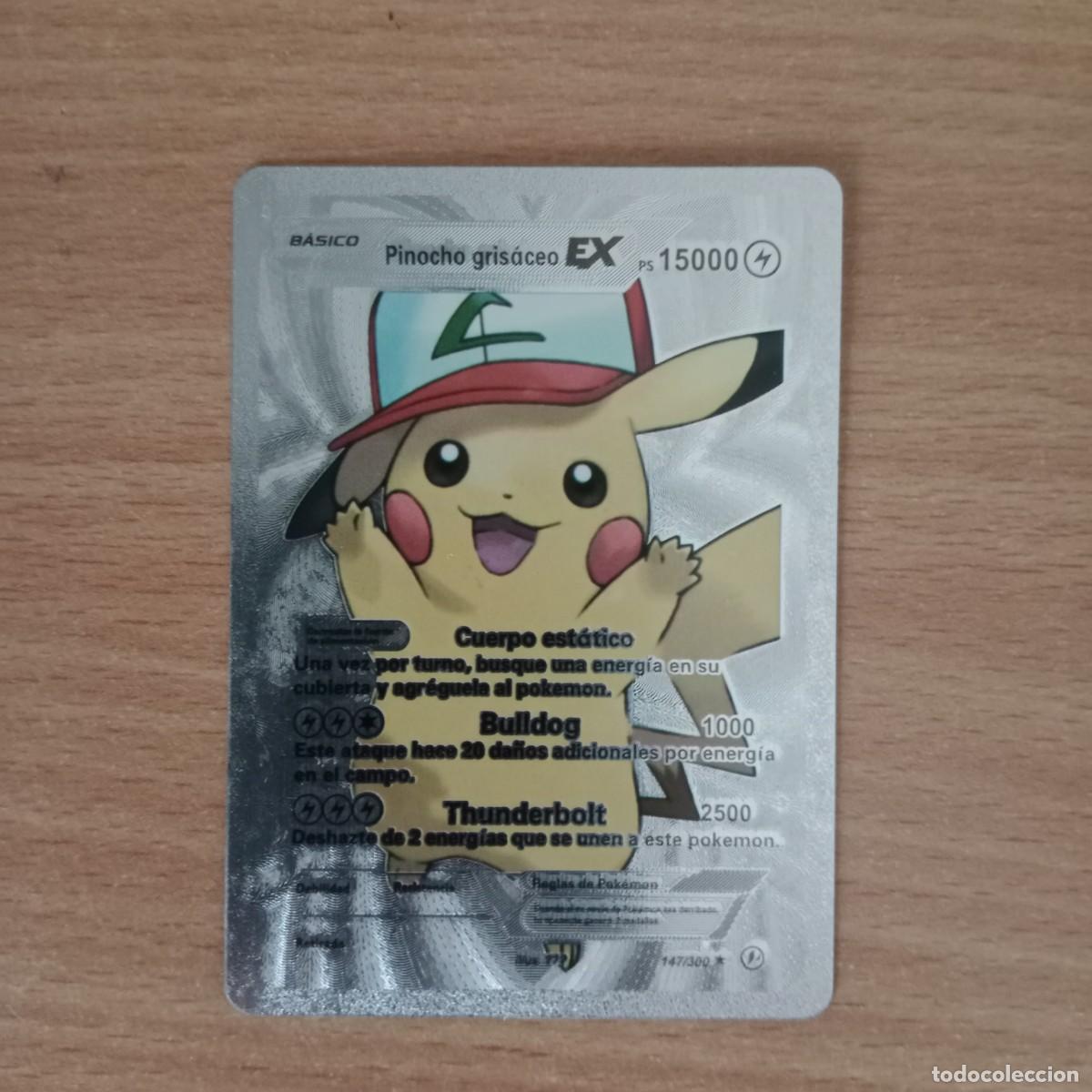 Trading Cards: PINOCHO GRIS&Aacute;CEO EX - PIKACHU - CARTA POK&Eacute;MON PLATA - A&Ntilde;O 2020.