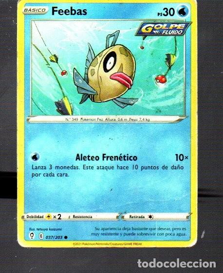 Trading Cards: CROMO DE POK&Eacute;MON B&Aacute;SICO FEEBAS N&ordm; 349 DEL A&Ntilde;O 2021