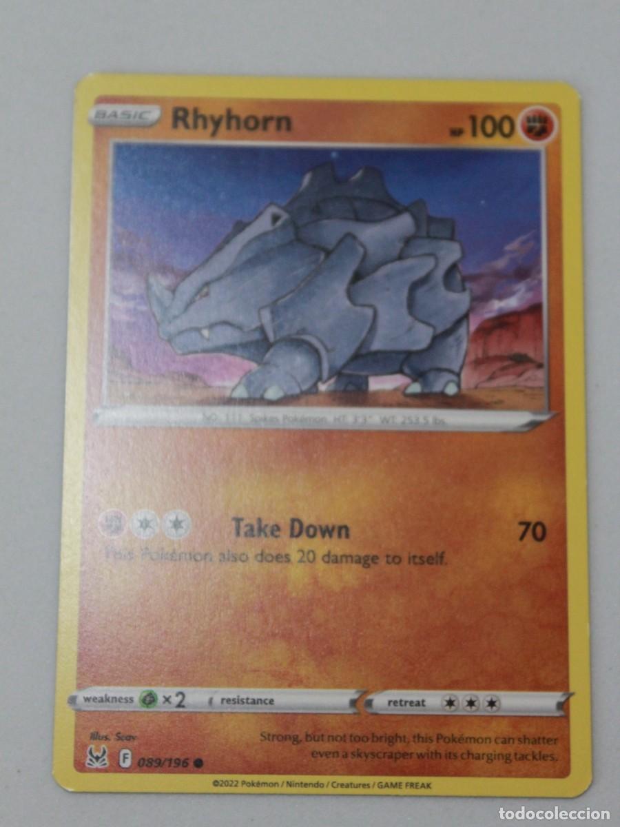 Trading Cards: Carta Pok&eacute;mon Rhyhorn Reverse Holo 089/196 Lost Origin Rare Ingles TCG