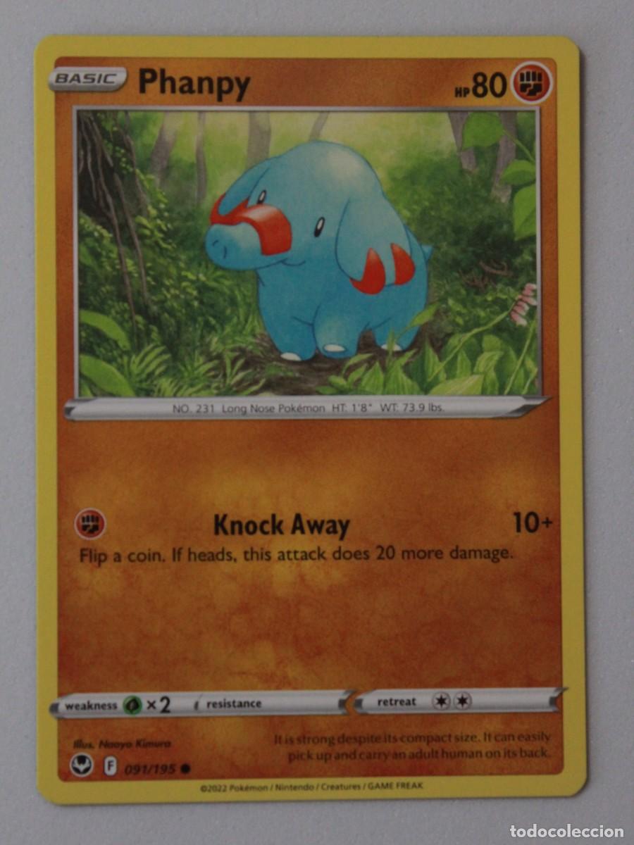 Trading Cards: Carta Pok&eacute;mon Phanpy 091/195 Silver Tempest Ingles Original TCG