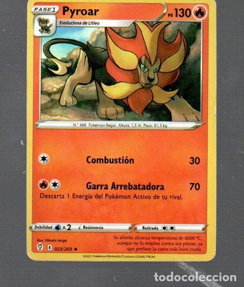 Trading Cards: CROMO DE POK&Eacute;MON FASE 1 PYROAR N&ordm; 668 DEL A&Ntilde;O 2021