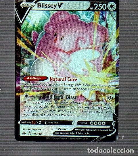 Trading Cards: CROMO DE POK&Eacute;MON BASIC BLISSEY V N&ordm; E 119/198 DEL A&Ntilde;O 2021
