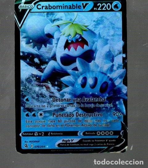 Trading Cards: CROMO DE POK&Eacute;MON BASICO CRABOMINABLE V N&ordm; E 076/264 DEL A&Ntilde;O 2021