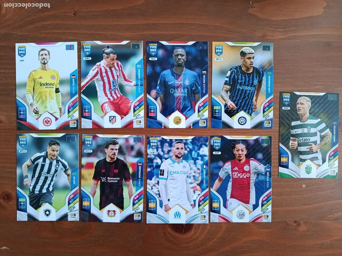 Trading Cards: FIFA 365 ADRENALYN XL 2026. LOTE 9 CARTAS &rdquo;WORLD TOP CLUBS, TEAMS & PLAYERS&rdquo; SIN REPETIR