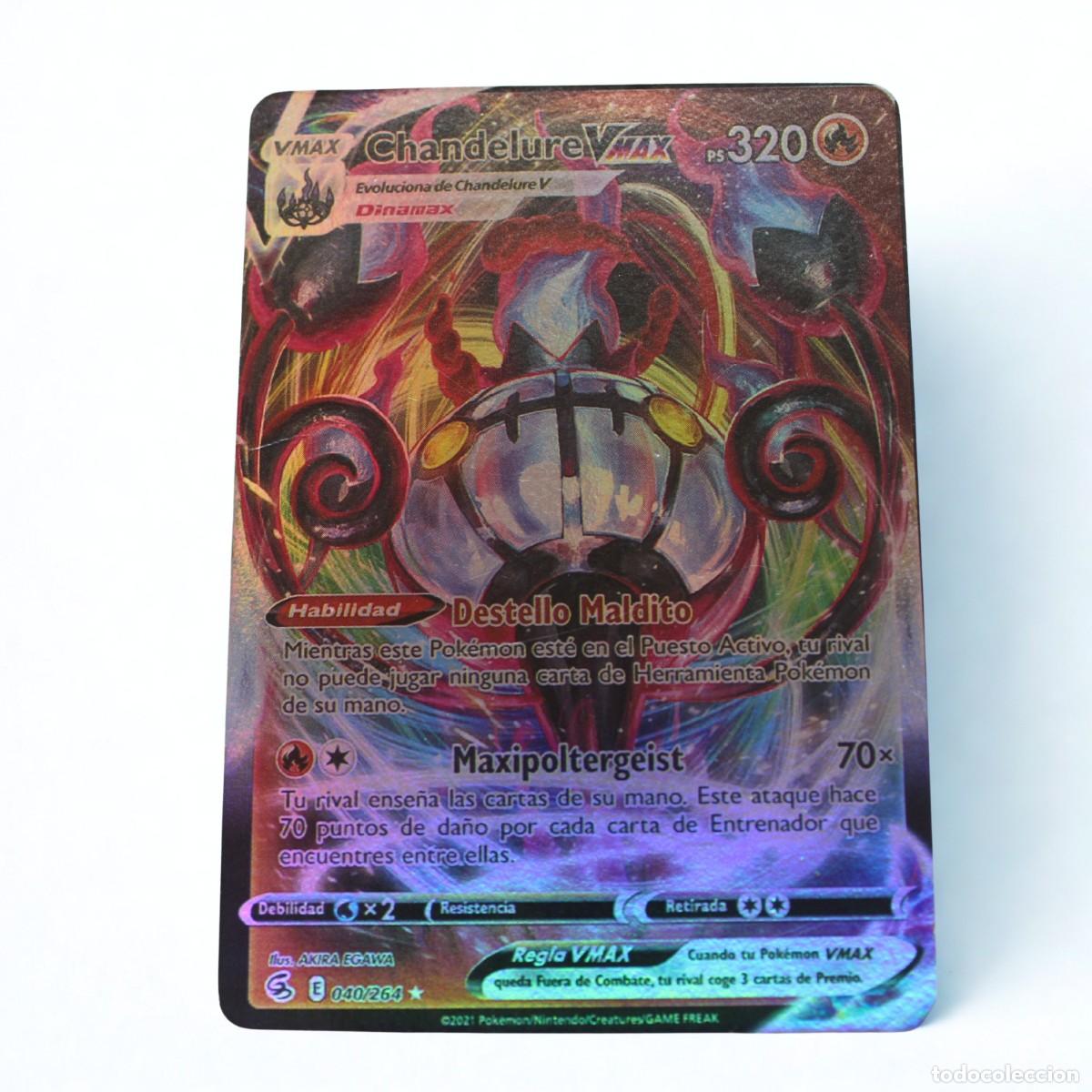 Trading Cards: Carta Pokemon Chandelure VMAX 040/264 Espa&ntilde;ol Holo Golpe Fusion