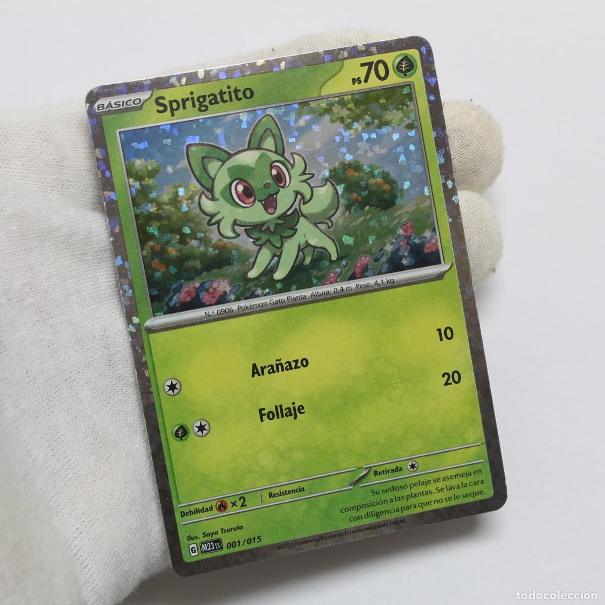 Trading Cards: Carta Pokemon Sprigatito 001/015 Holo McDonalds 2023 Espa&ntilde;ol Promo