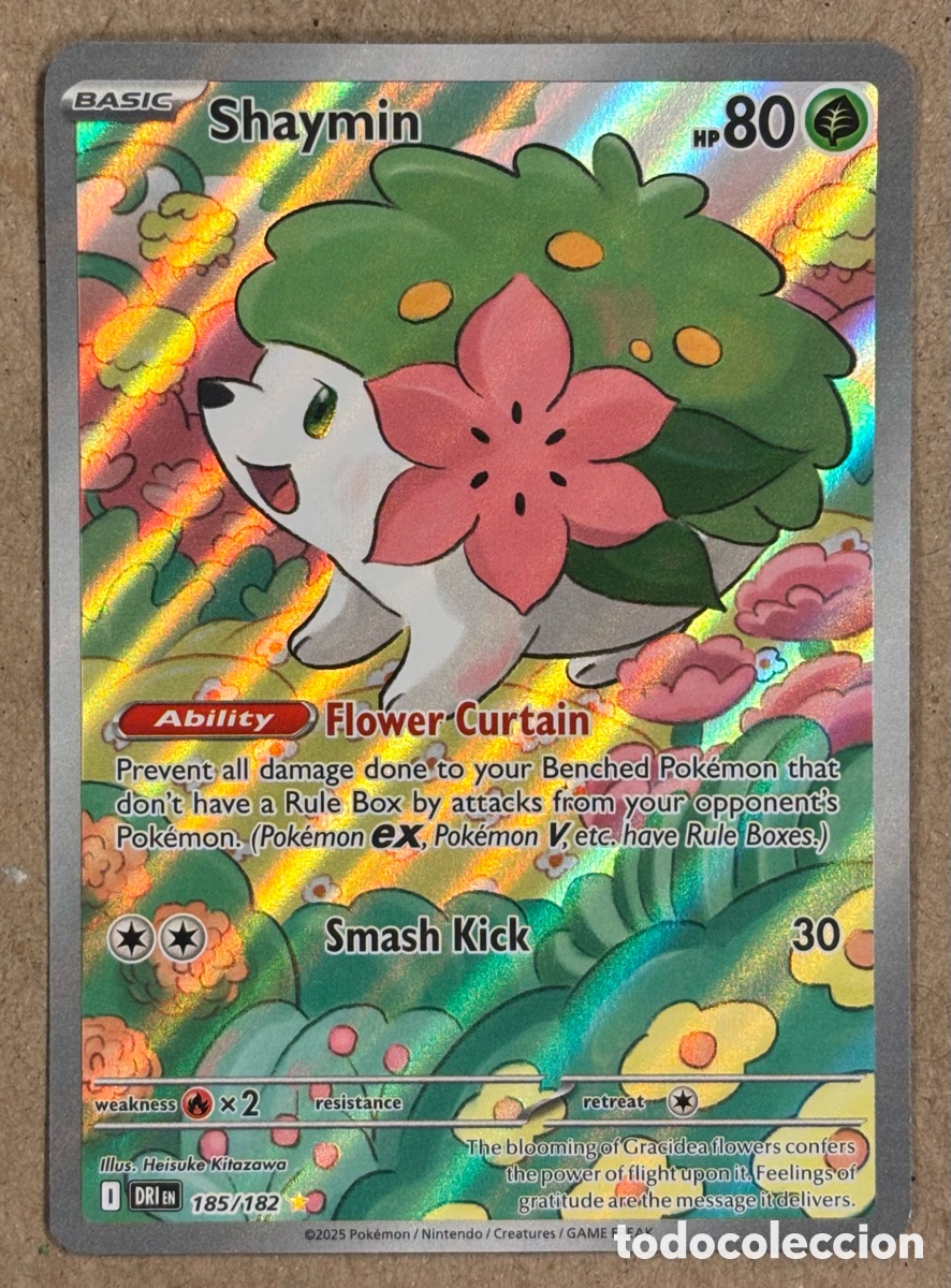 Cartes &agrave; &Eacute;changer: SHAYMIN. CARTA POK&Eacute;MON FULL ART #185/182 SCARLET & VIOLET DESTINED RIVALS. ILLUSTRATION RARE.